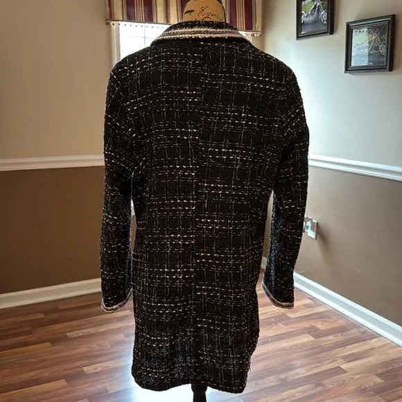 Size XL black tweed half button up black blazer - Picture 5 of 5